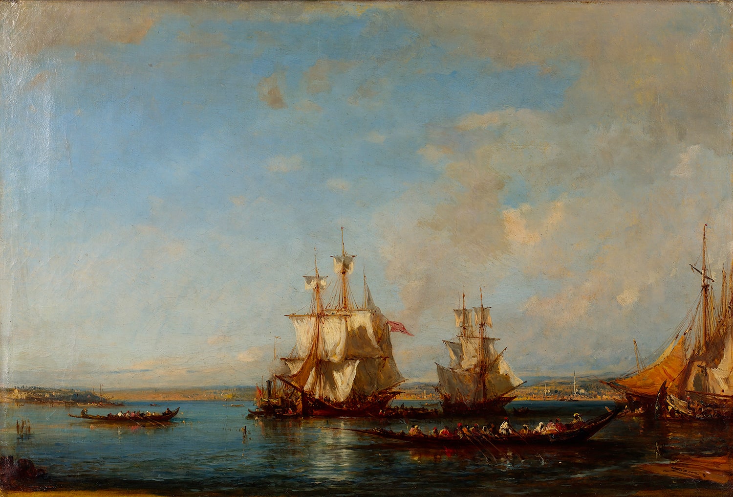 Boğaz&amp;amp;amp;amp;amp;amp;amp;rsquo;da Kayık ve Yelkenliler, 19. y&amp;amp;amp;amp;amp;amp;amp;uuml;zyılın ikinci yarısı, Tuval &amp;amp;amp;amp;amp;amp;amp;uuml;zerine yağlıboya, 55 x 81 cm., Suna ve İnan Kıra&amp;amp;amp;amp;amp;amp;amp;ccedil; Vakfı Oryantalist Resim Koleksiyonu