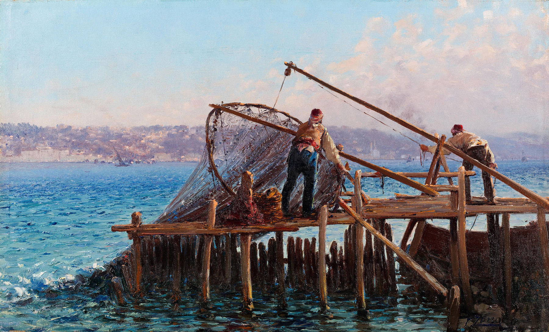 Ağ Toplayan Balık&amp;amp;amp;amp;amp;amp;ccedil;ılar, Fausto Zonaro, Tuval &amp;amp;amp;amp;amp;amp;uuml;zerine yağlıboya, 1891 &amp;amp;amp;amp;amp;amp;ndash; 1910, 40,5 x 67 cm.